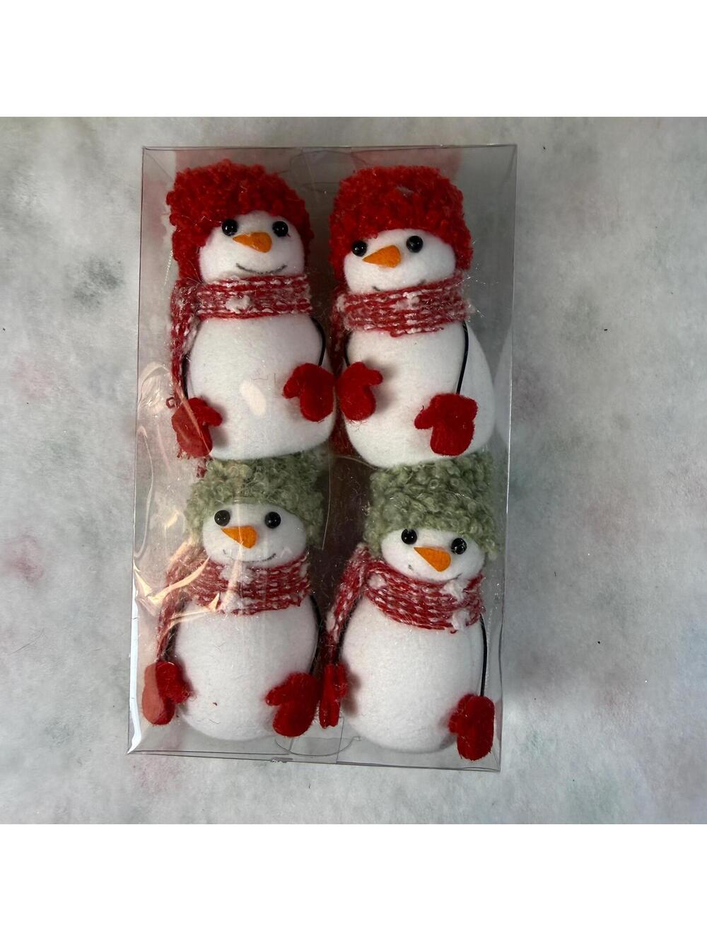 Plush Snowmen Ornaments - Set of 4